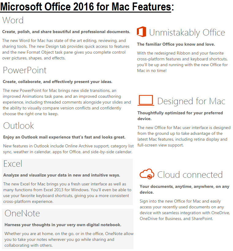 Office 2016 for mac updates